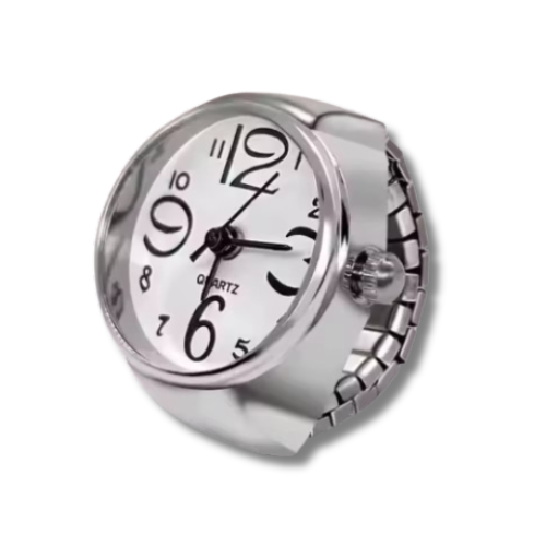 bague montre femme vintage argent ajustable cadran blanc