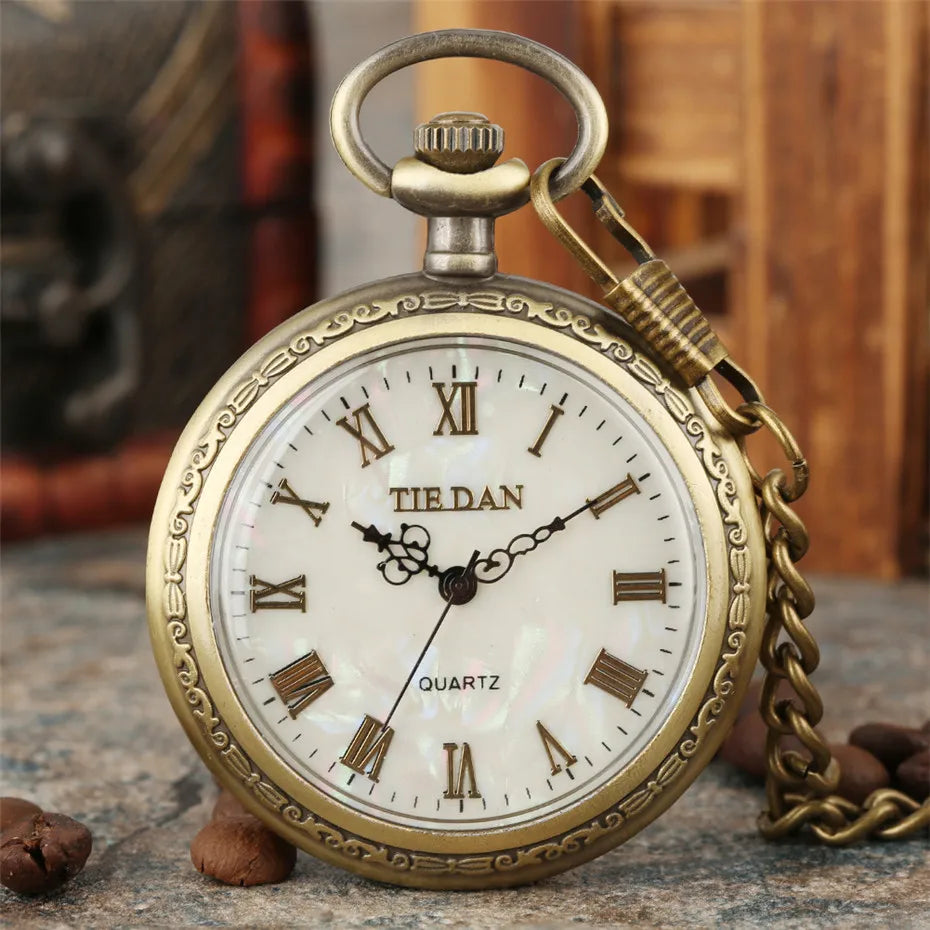 collier montre femme chic vintage chiffres romains bronze
