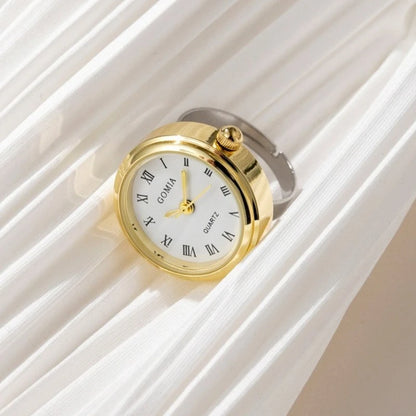 bague montre femme moderne ajustable chiffres romains or