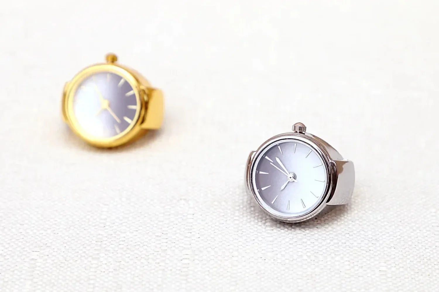 2 bagues montre femme vintage or et argent ajustable