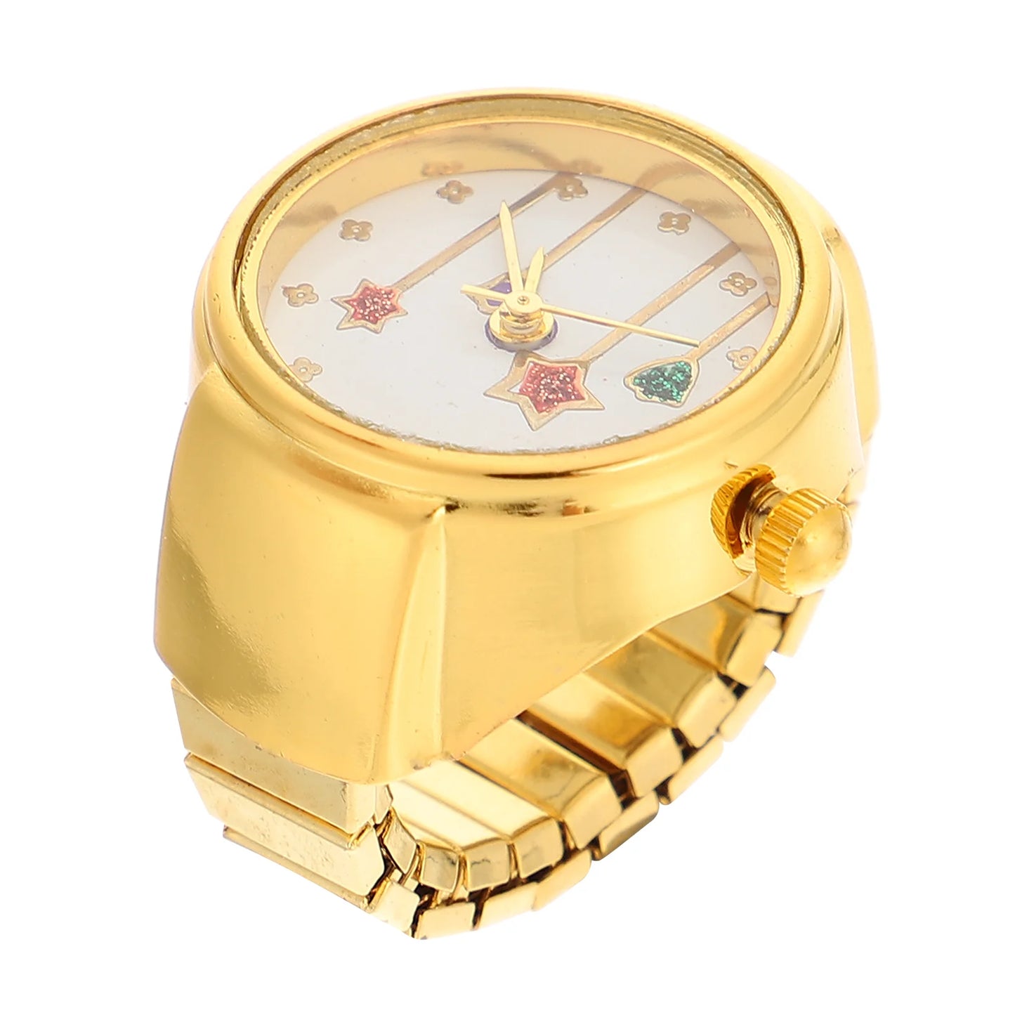 bague montre femme moderne or ajustable acier motif étoile