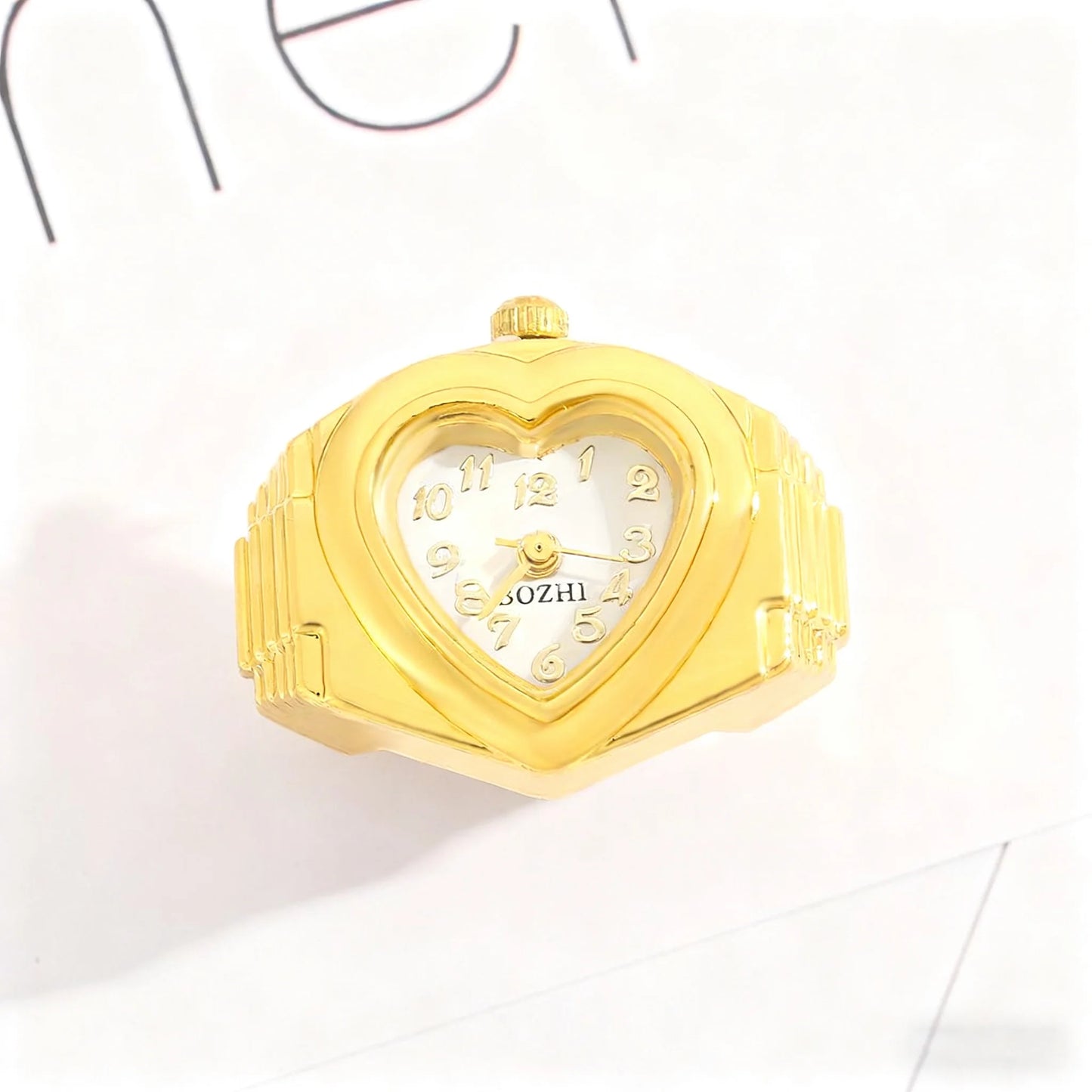 bague montre femme moderne or cadran coeur ajustable
