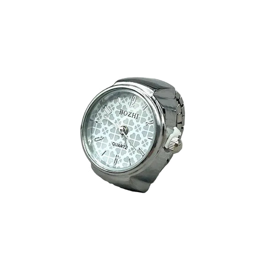 bague montre femme vintage motif trèfles argent