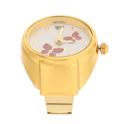 bague montre femme moderne or ajustable acier motif papillon