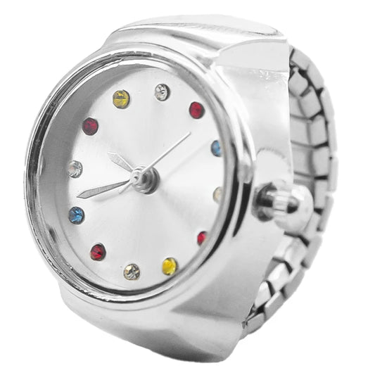 bague montre femme moderne argent ajustable chic acier diamants