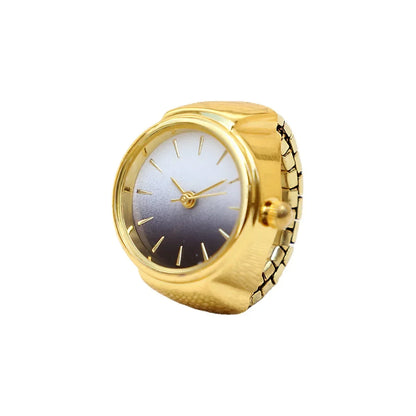 bague montre femme vintage ajustable acier or