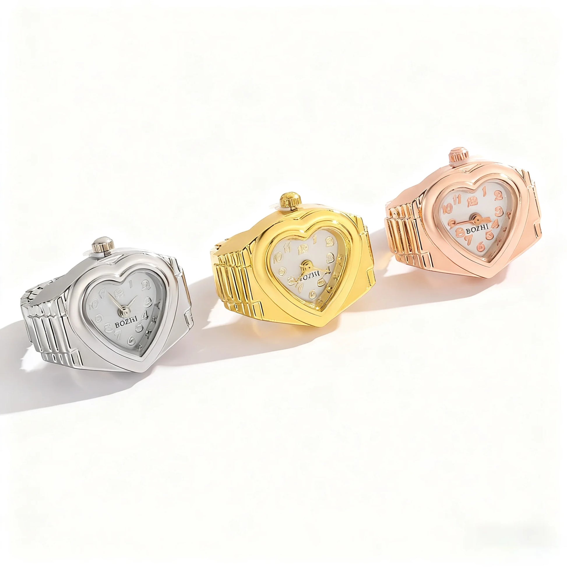 3 bagues montre femme ajustable couleur argent or et or rose