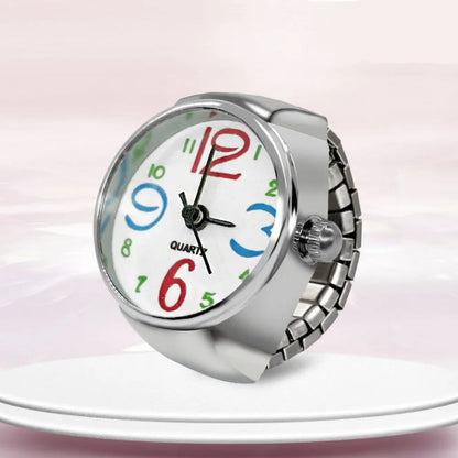 bague montre femme vintage argent ajustable cadran multi couleurs