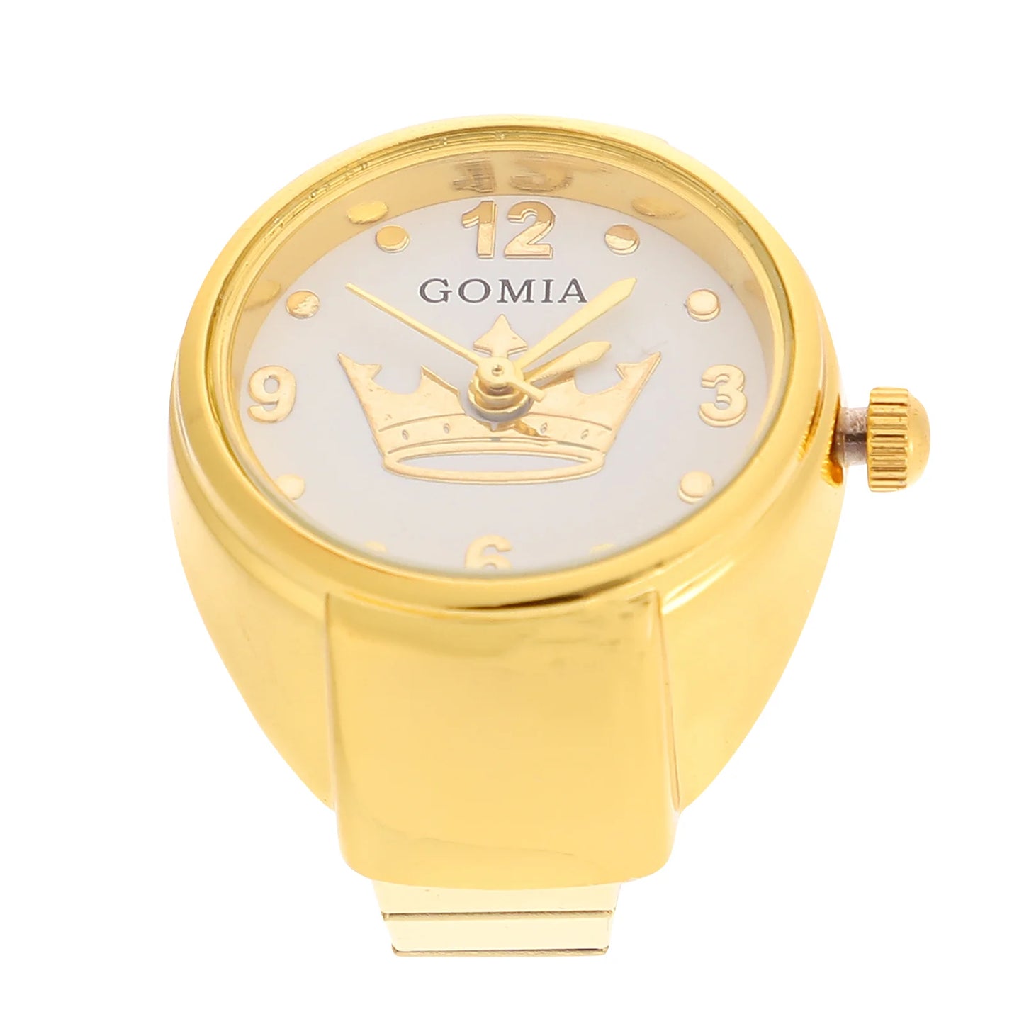 bague montre femme moderne or ajustable acier motif couronne