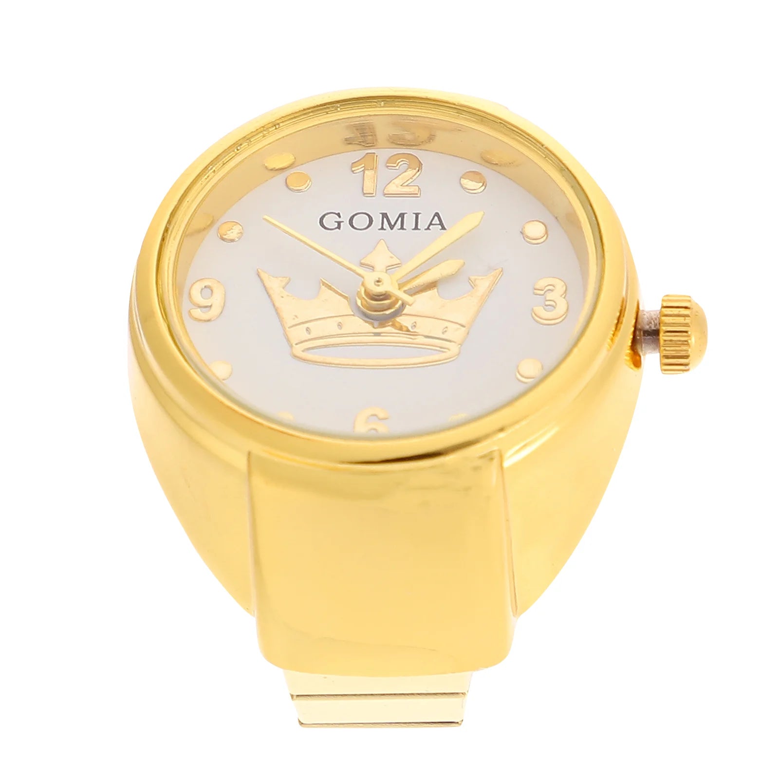bague montre femme moderne or ajustable acier motif couronne