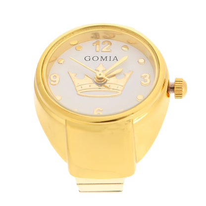 bague montre femme moderne or ajustable acier motif couronne