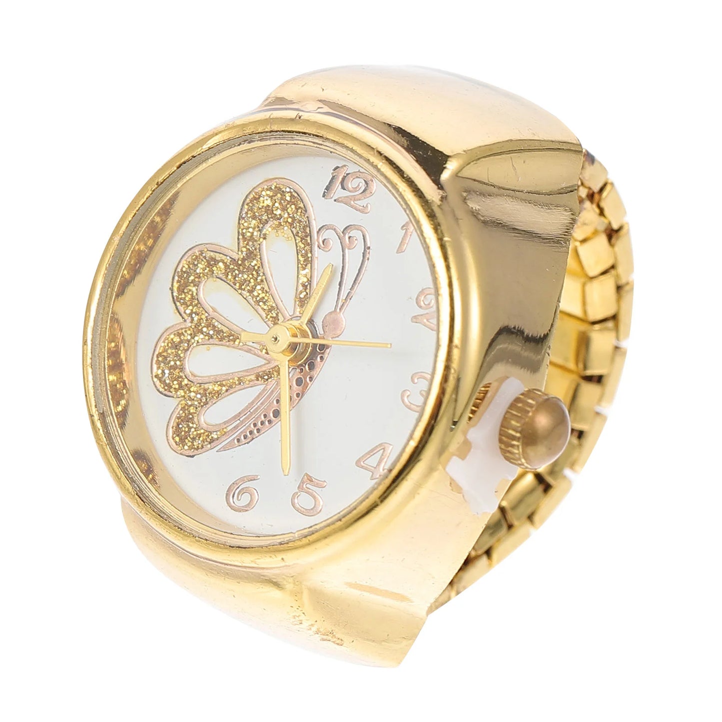 bague montre femme moderne chic ajustable motif papillon doré