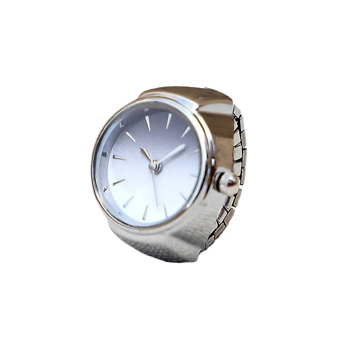 bague montre femme chic ajustable argent acier