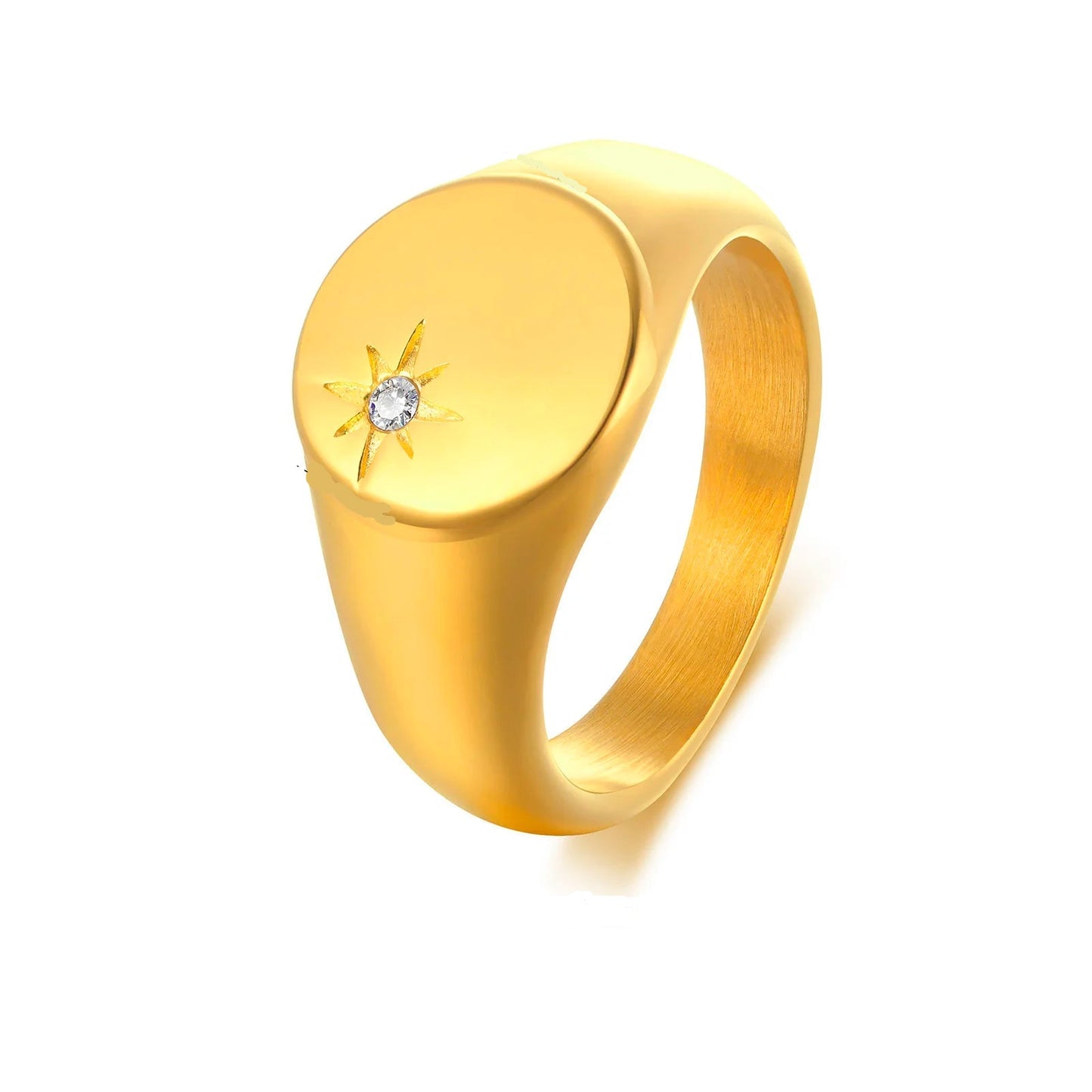 Chevalière femme acier inoxydable dorée