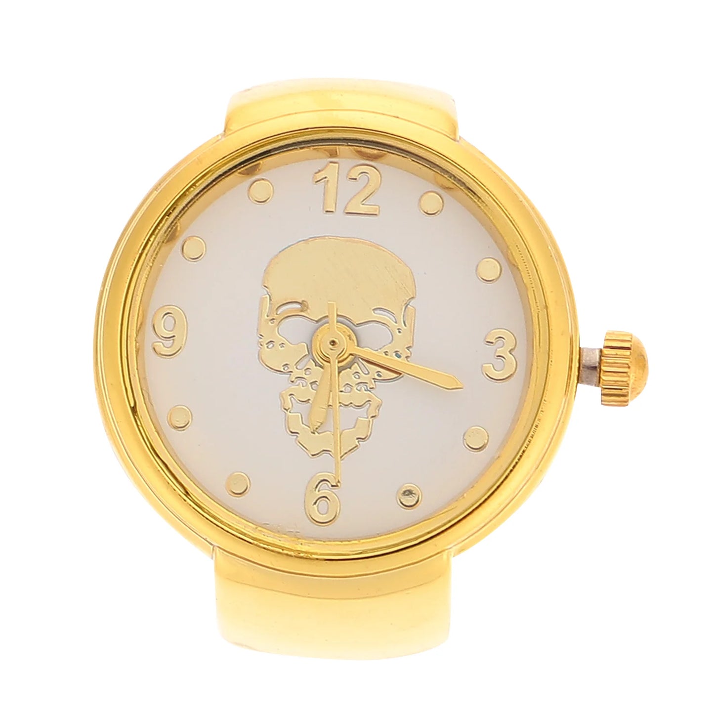 bague montre femme moderne or ajustable acier motif crâne