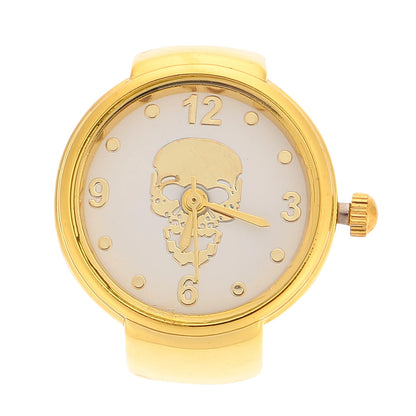 bague montre femme moderne or ajustable acier motif crâne