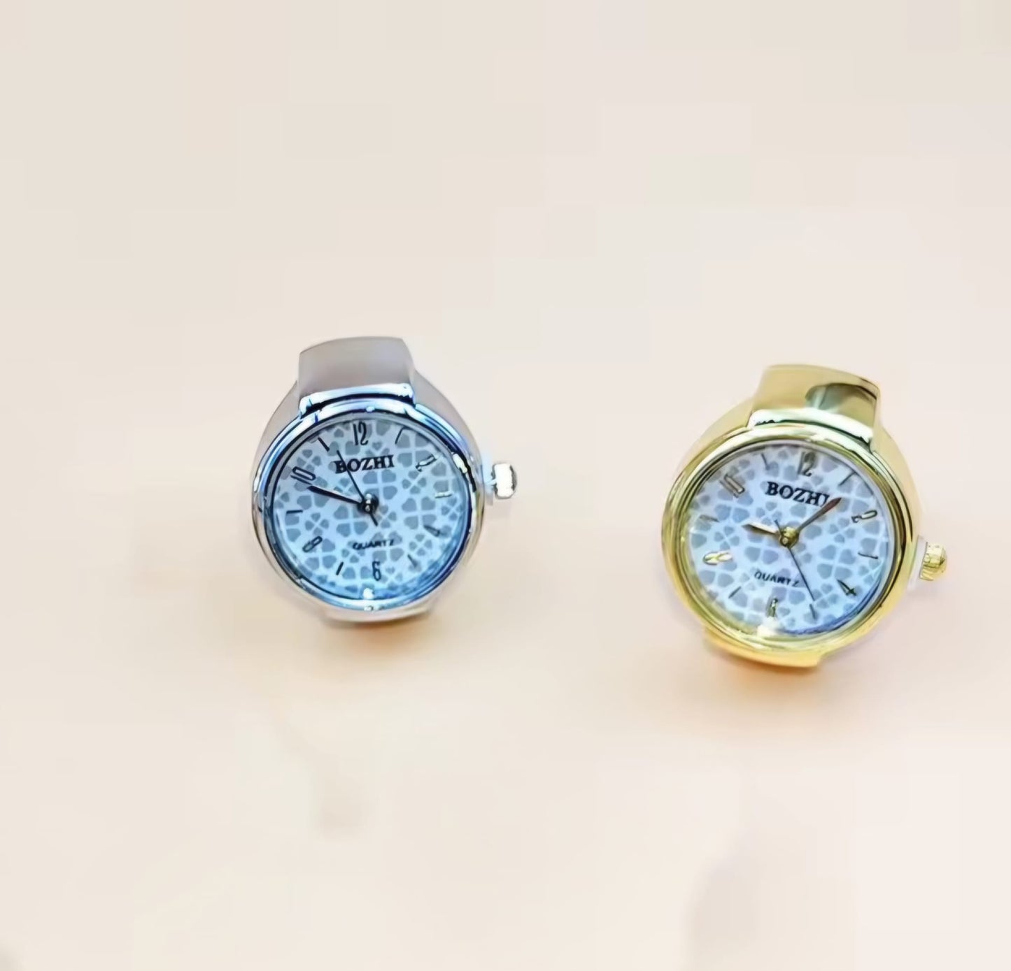 2 bagues montre femme argent et doré vintage