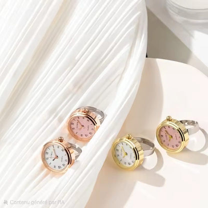 4 bagues montre femme moderne ajustable chiffres romains or rose or