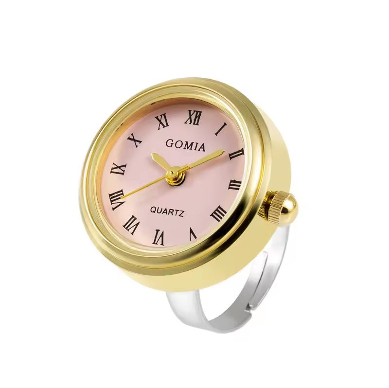 bague montre femme moderne ajustable chiffres romains or