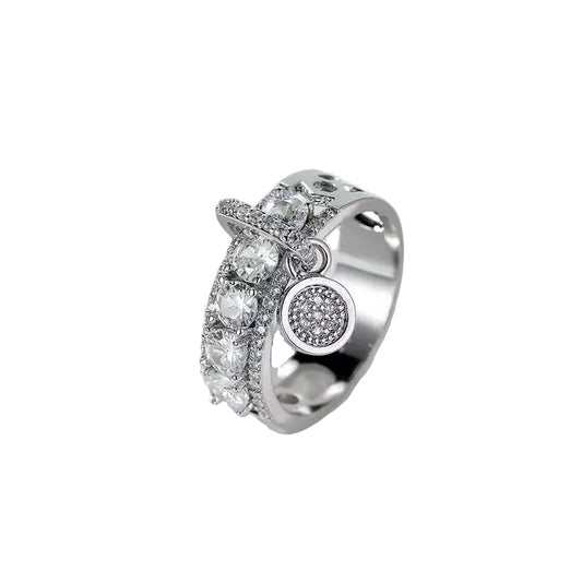Bague femme vintage royale argentée