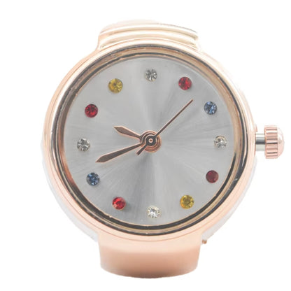 bague montre femme moderne diamant colorés or rose