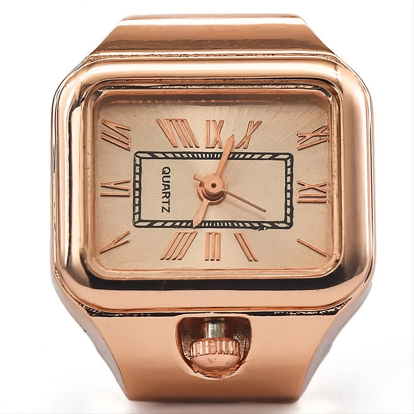 bague montre vintage femme ajustable or rose chiffres romains luxe