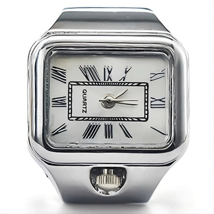 bague montre vintage femme ajustable argent chiffres romains luxe